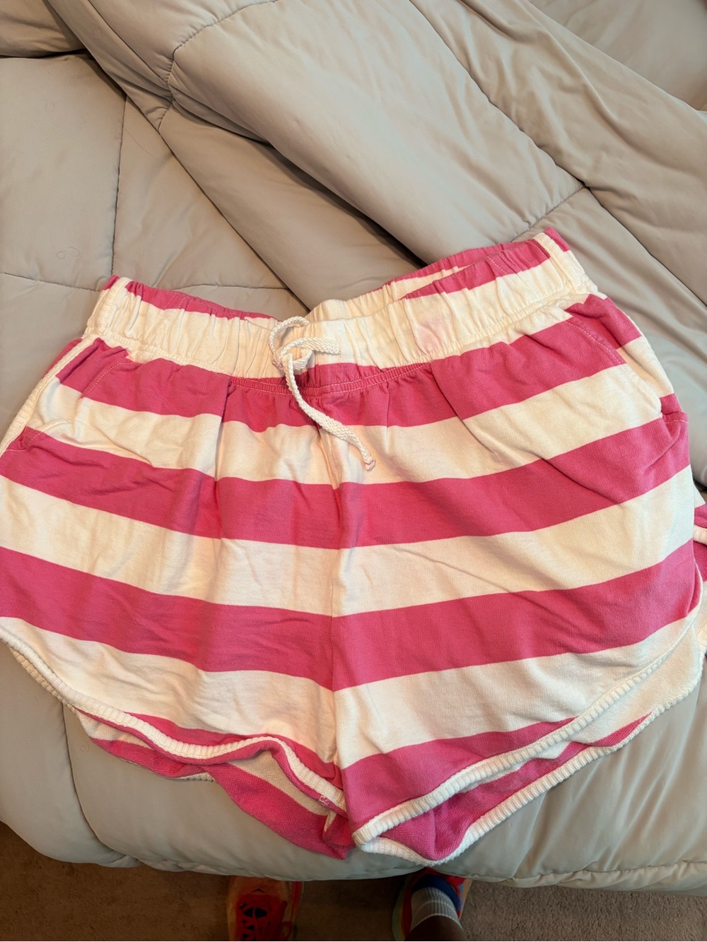 Aerie Women's Pink & White Striped Casual Drawstring Shorts